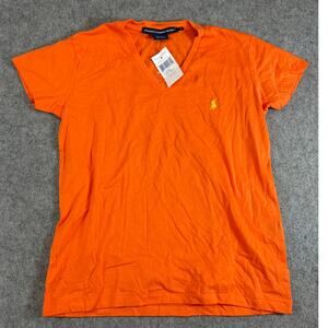 Ralph Lauren Sport Shirt Womens Orange Vneck Summer Comfy Minimalist Small NWT